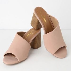 Lulus Cate Blush Nubuck Peep-Toe Mules - Size 8